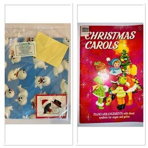 Vintage Christmas - wrapping paper still sealed & Christmas Carols music booklet